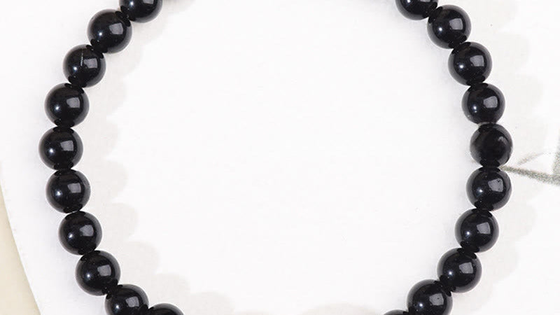 Buddha Stones Tiger Eye Black Obsidian Courage Beads Bracelet