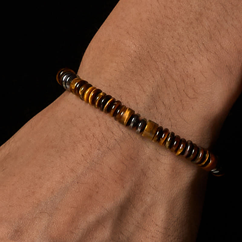 Buddha Stones Small Black Obsidian Green Aventurine Grey Jasper Tiger Eye Strength Rope Bracelet