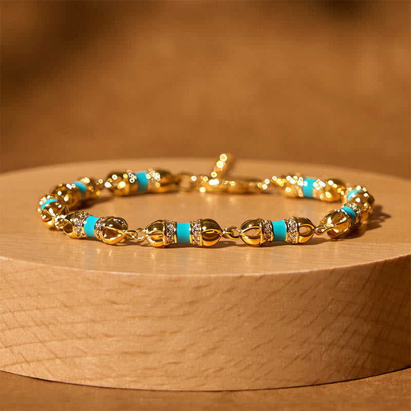 Buddha Stones Copper Brass Plated 24k Gold Vajra Wealth Luck Bracelet