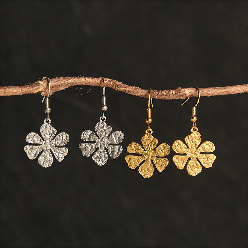 Buddha Stones Elegant Titanium Steel Balance Hammer Marks Earrings