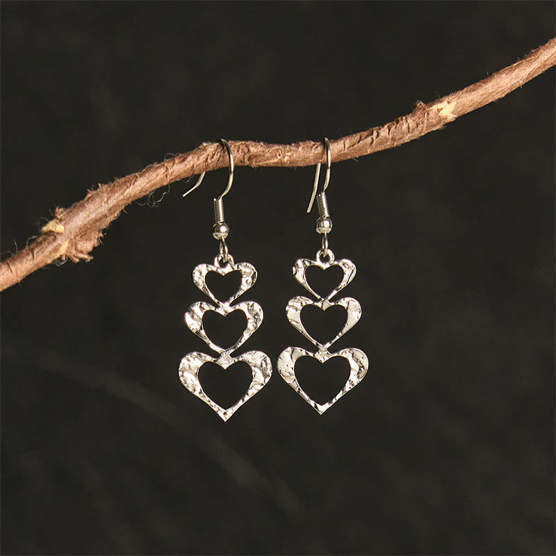 Buddha Stones Elegant Titanium Steel Balance Hammer Marks Earrings