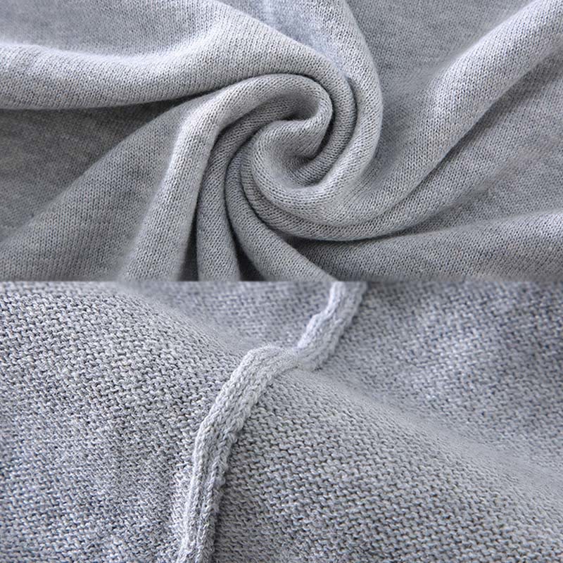 Buddha Stones Solid Color V-Neck Cotton Simple Design Men's Long Sleeve Sweater