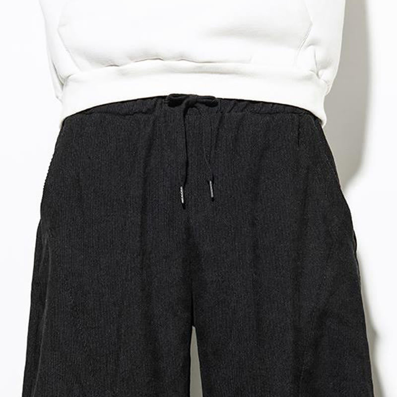 Buddha Stones Fall Pure Color Men's Cotton Corduroy Tapered Pants With Pockets