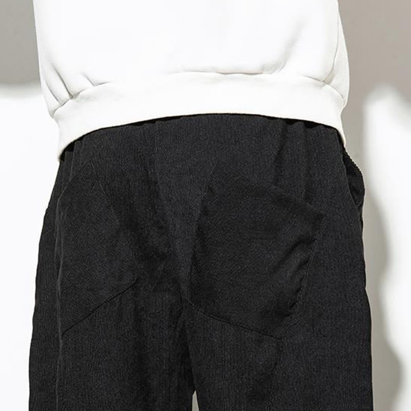 Buddha Stones Fall Pure Color Men's Cotton Corduroy Tapered Pants With Pockets