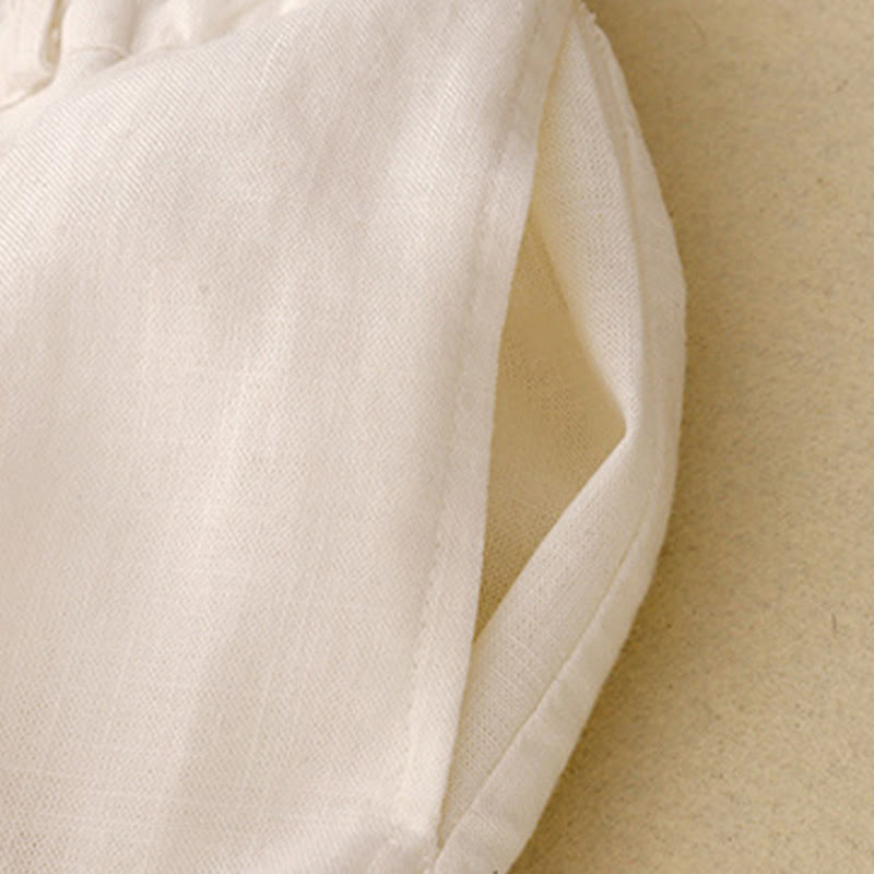 Buddha Stones Solid Color Cotton Women's Wide Leg Pants With Pockets