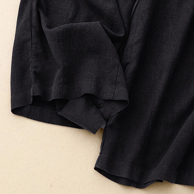 Buddha Stones Solid Color Cotton Women's Wide Leg Pants With Pockets