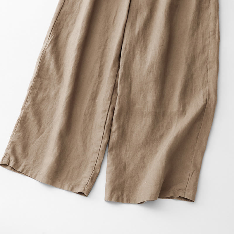 Buddha Stones Casual Solid Color Rope Women's Cotton Pants With Pockets