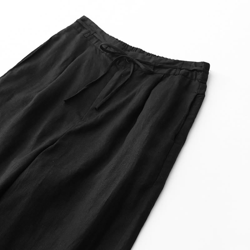 Buddha Stones Casual Solid Color Rope Women's Cotton Pants With Pockets