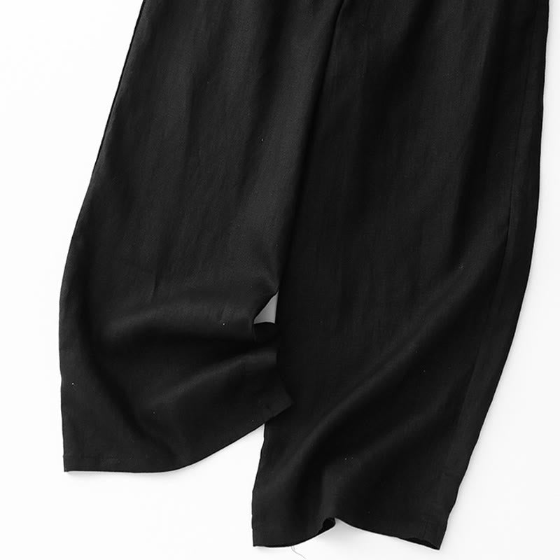 Buddha Stones Casual Solid Color Rope Women's Cotton Pants With Pockets