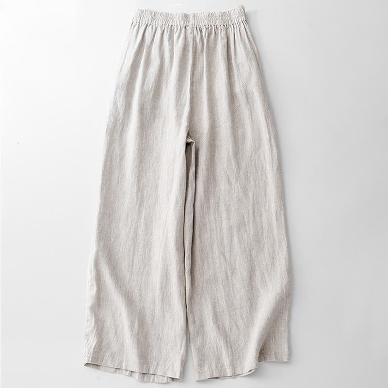 Buddha Stones Casual Solid Color Rope Women's Cotton Pants With Pockets