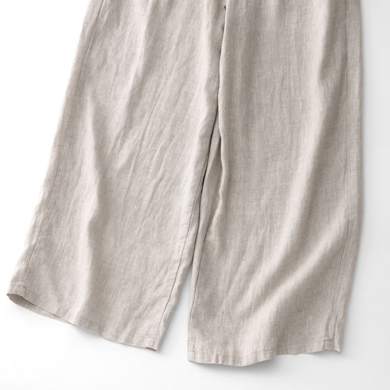 Buddha Stones Casual Solid Color Rope Women's Cotton Pants With Pockets