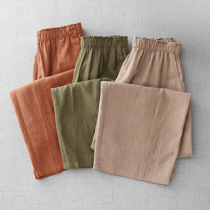 Buddha Stones Casual Plain Rope Women's Cotton 7-8 Length Pants With Pockets