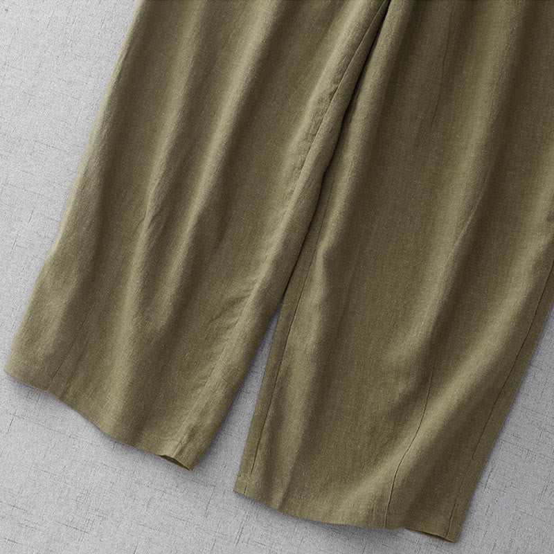 Buddha Stones Casual Plain Rope Women's Cotton 7-8 Length Pants With Pockets