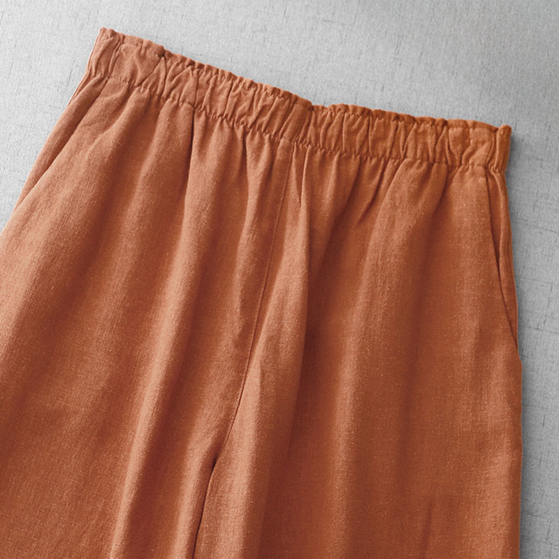 Buddha Stones Casual Plain Rope Women's Cotton 7-8 Length Pants With Pockets