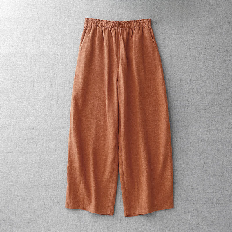 Buddha Stones Casual Plain Rope Women's Cotton 7-8 Length Pants With Pockets