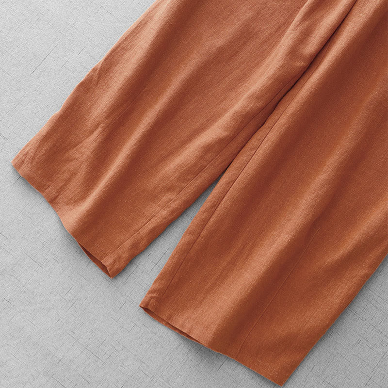 Buddha Stones Casual Plain Rope Women's Cotton 7-8 Length Pants With Pockets