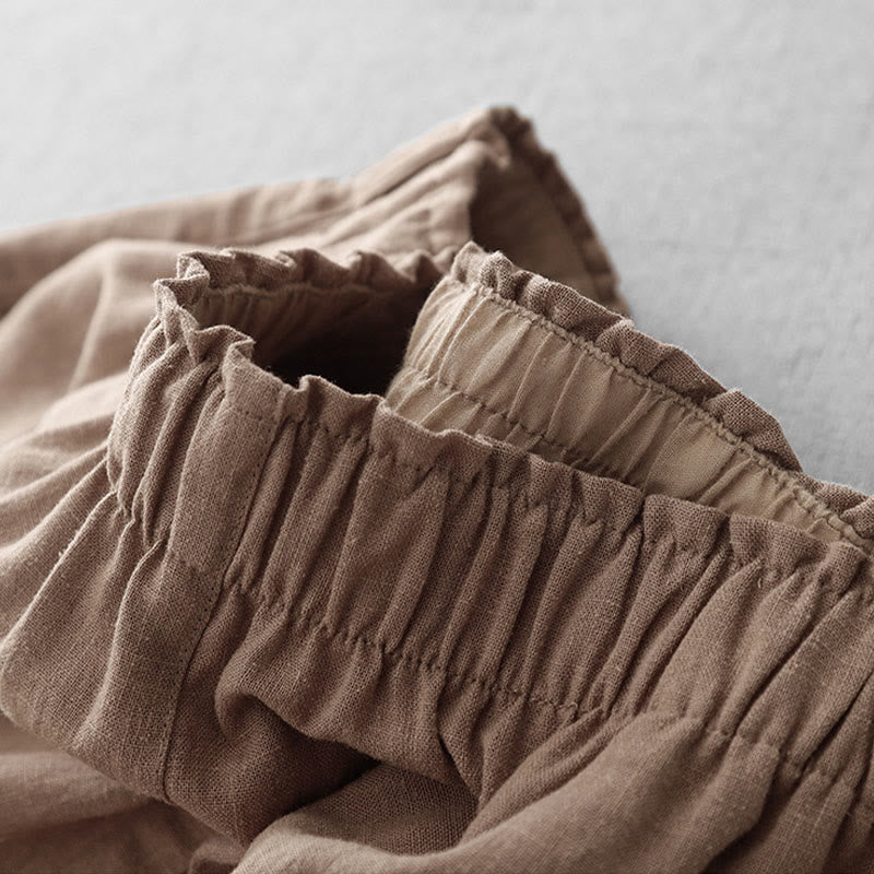 Buddha Stones Casual Plain Rope Women's Cotton 7-8 Length Pants With Pockets