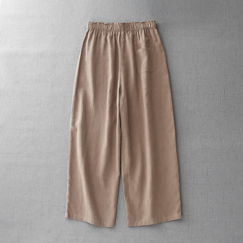 Buddha Stones Casual Plain Rope Women's Cotton 7-8 Length Pants With Pockets