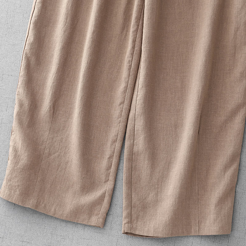 Buddha Stones Casual Plain Rope Women's Cotton 7-8 Length Pants With Pockets