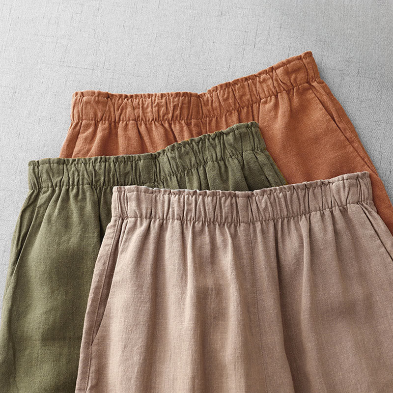 Buddha Stones Casual Plain Rope Women's Cotton 7-8 Length Pants With Pockets
