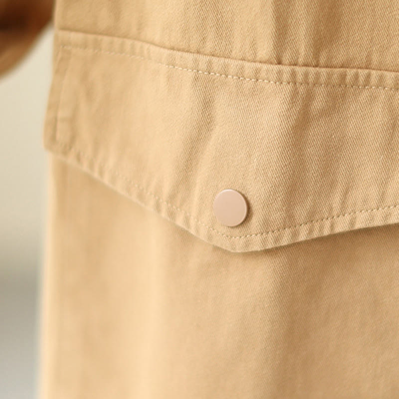 Buddha Stones Women's Long Sleeve Button Cotton Jacket With Pockets