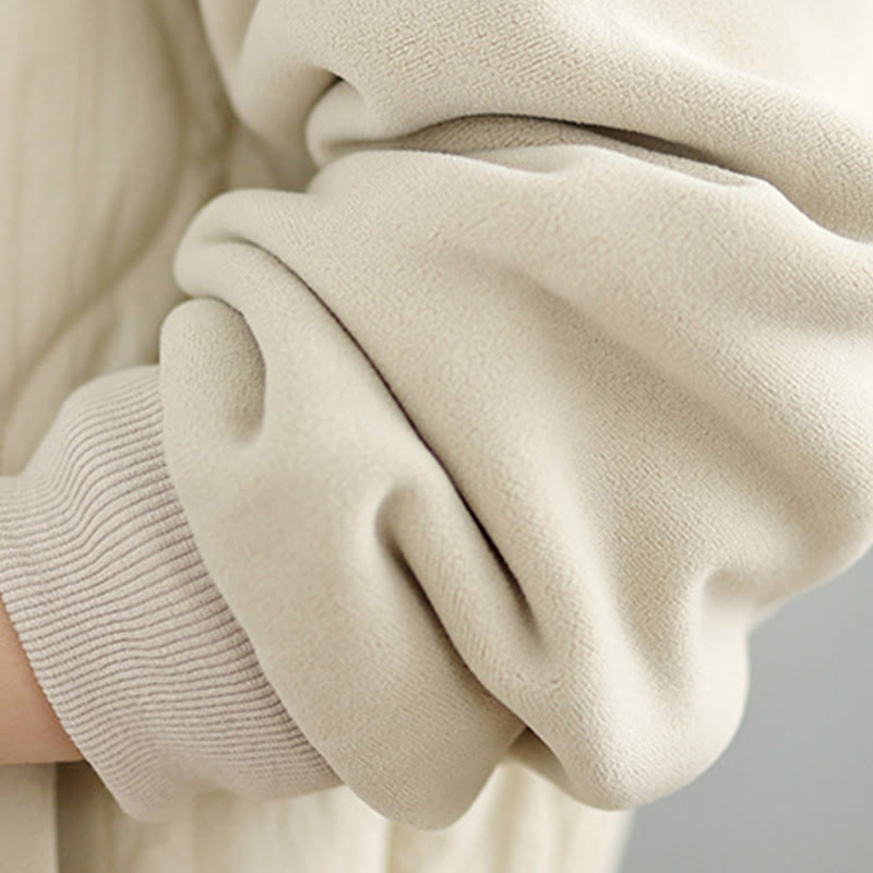 Buddha Stones Women's Long Sleevethickened Warm Hood Cotton Jacket With Pockets