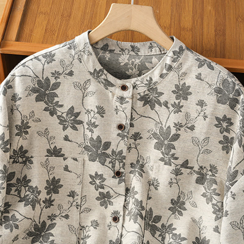 Buddha Stones Casual Printed Pattern Women's Long Sleeve Polyester Shirt