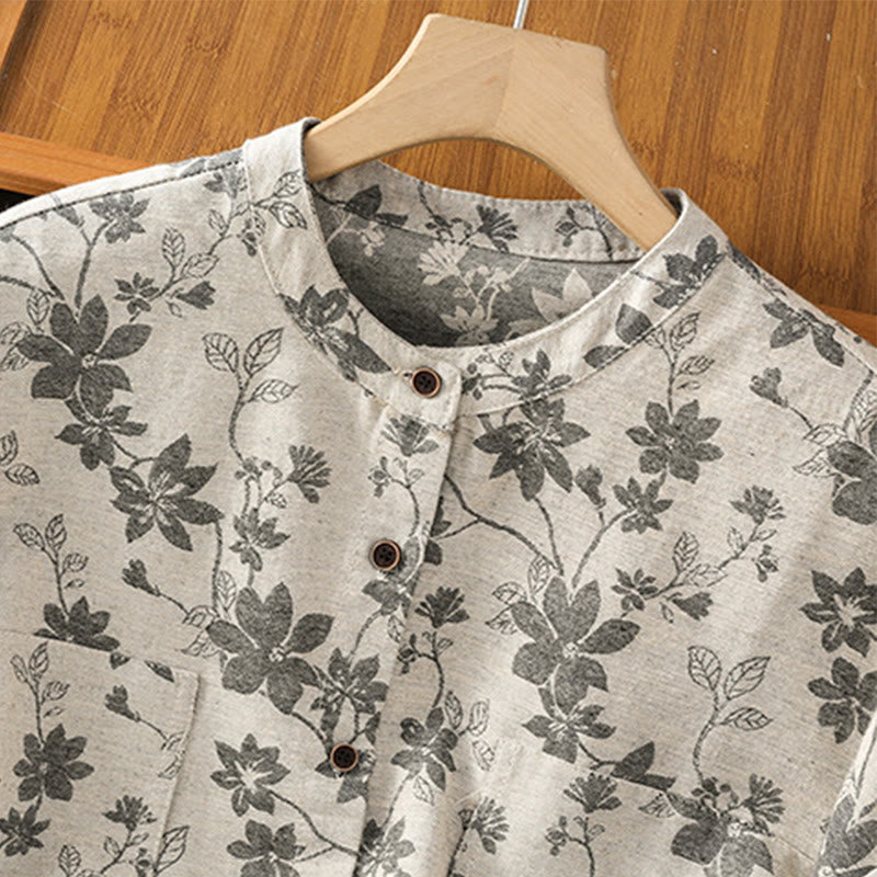 Buddha Stones Casual Printed Pattern Women's Long Sleeve Polyester Shirt