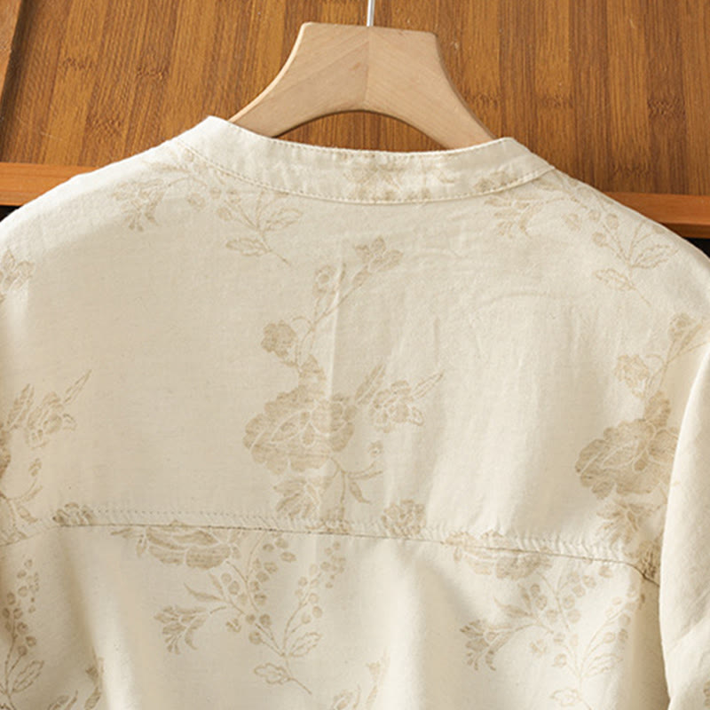 Buddha Stones Casual Printed Pattern Women's Long Sleeve Polyester Shirt