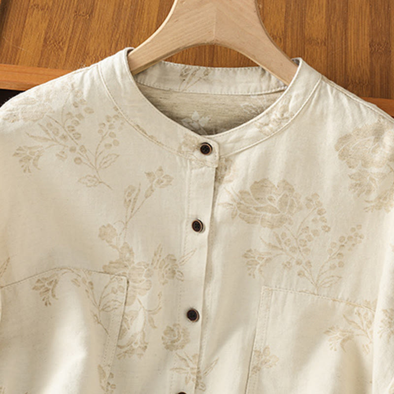 Buddha Stones Casual Printed Pattern Women's Long Sleeve Polyester Shirt