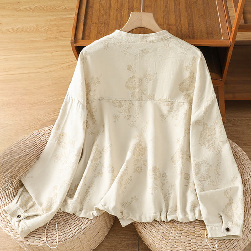 Buddha Stones Casual Printed Pattern Women's Long Sleeve Polyester Shirt