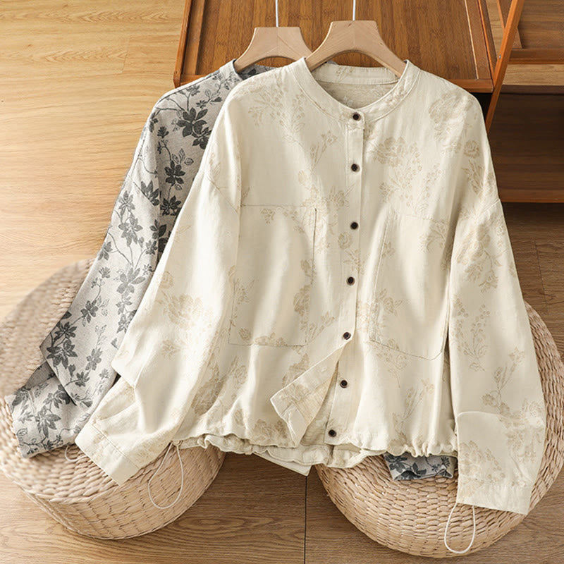 Buddha Stones Casual Printed Pattern Women's Long Sleeve Polyester Shirt