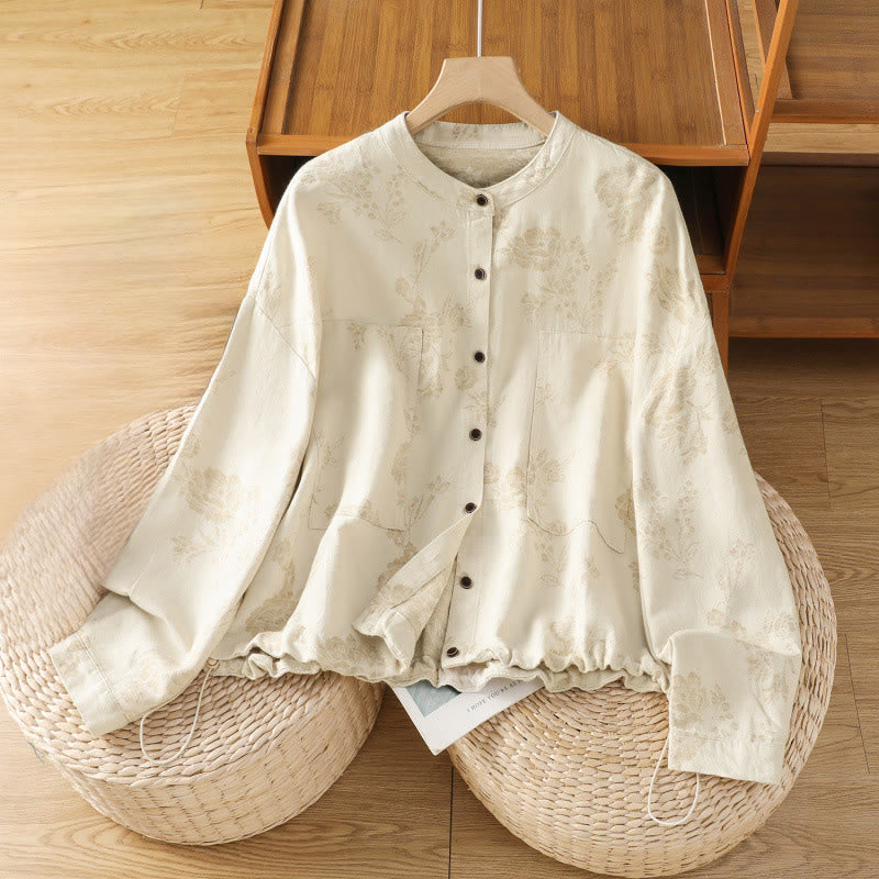 Buddha Stones Casual Printed Pattern Women's Long Sleeve Polyester Shirt