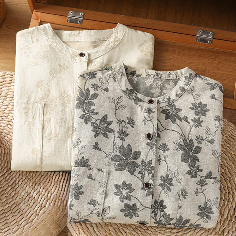 Buddha Stones Casual Printed Pattern Women's Long Sleeve Polyester Shirt