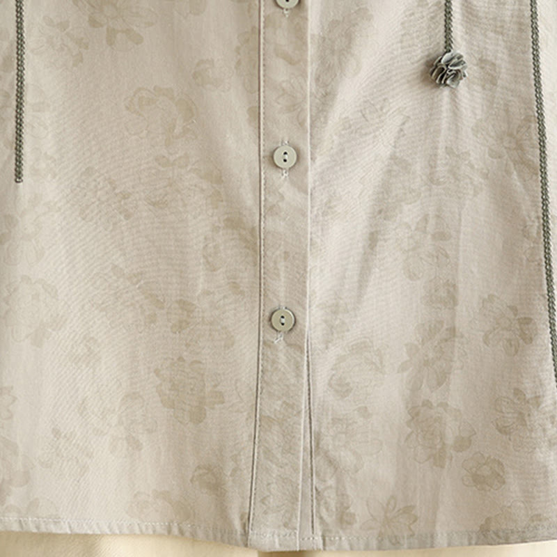 Buddha Stones Casual Embroidered Florals Women's Long Sleeve Polyester Shirt