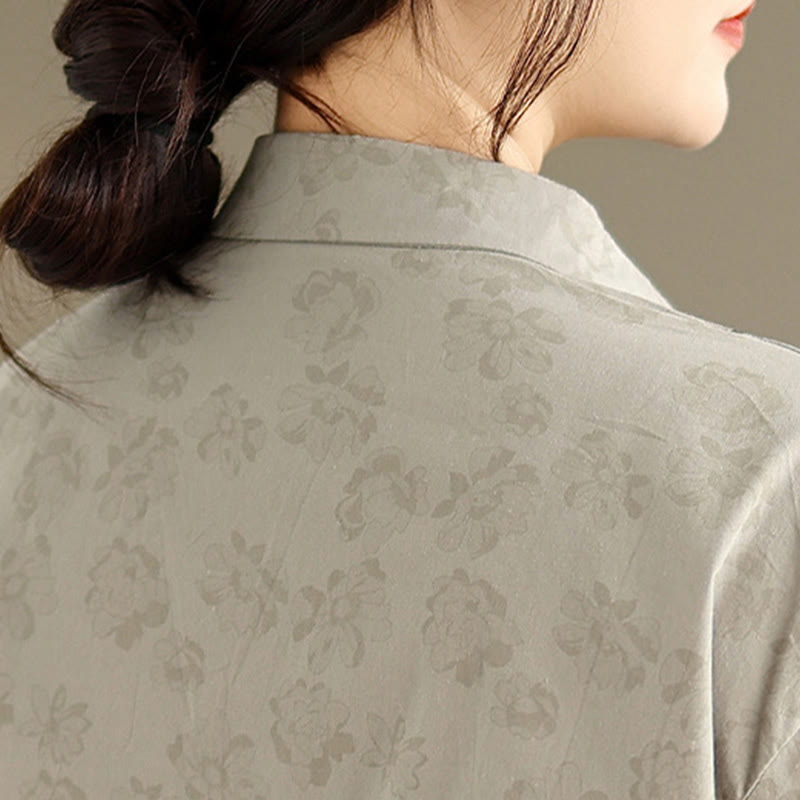 Buddha Stones Casual Embroidered Florals Women's Long Sleeve Polyester Shirt
