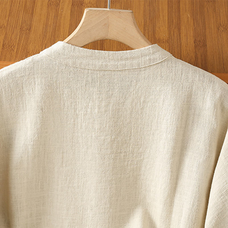 Buddha Stones Casual Frog-button Women's Long Sleeve Cotton Polyester Shirt With Pockets