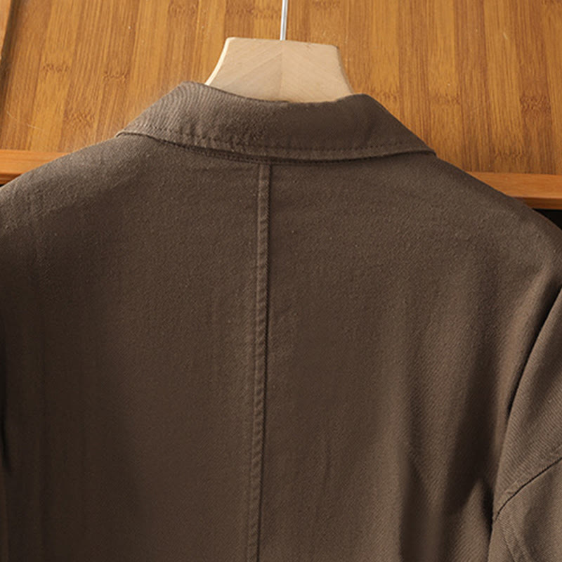 Buddha Stones Casual Women's Long Sleeve Stand Collar Cotton Polyester Shirt With Pockets