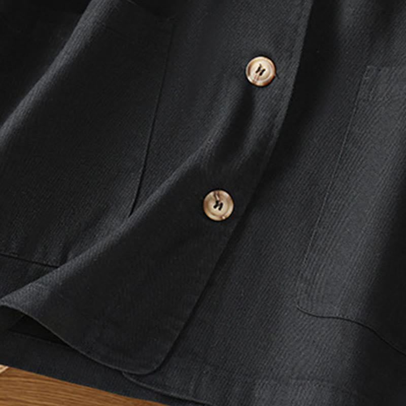 Buddha Stones Casual Women's Long Sleeve Stand Collar Cotton Polyester Shirt With Pockets