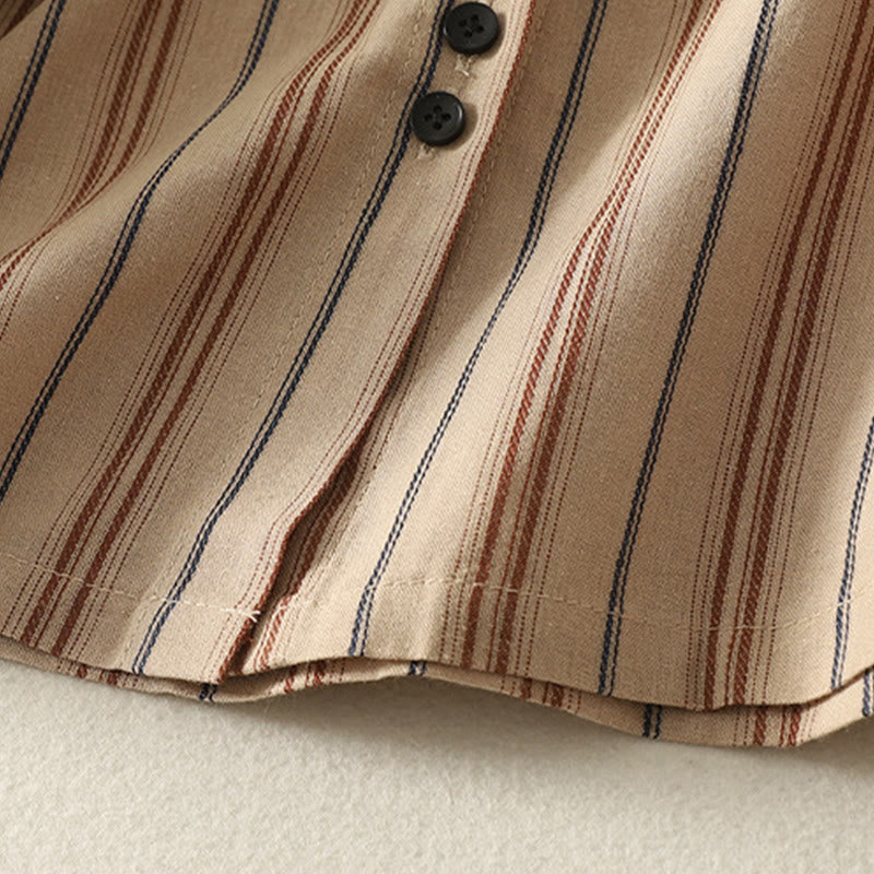 Buddha Stones Casual Retro Stripes Women's Long Sleeve Polyester Shirt
