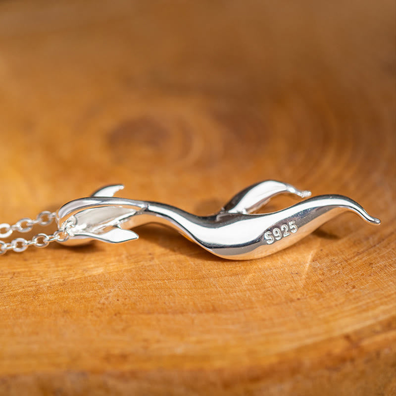 Buddha Stones 925 Sterling Silver Golden Koi Fish Luck Necklace Pendant
