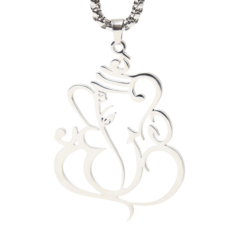 Buddha Stones Ganesh Elephant Stainless Steel Protection Necklace Pendant