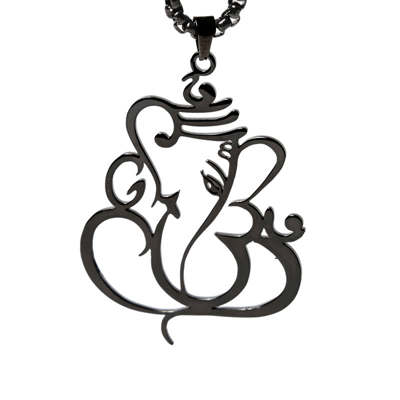 Buddha Stones Ganesh Elephant Stainless Steel Protection Necklace Pendant