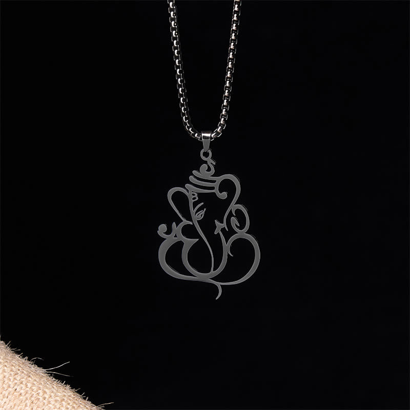 Buddha Stones Ganesh Elephant Stainless Steel Protection Necklace Pendant