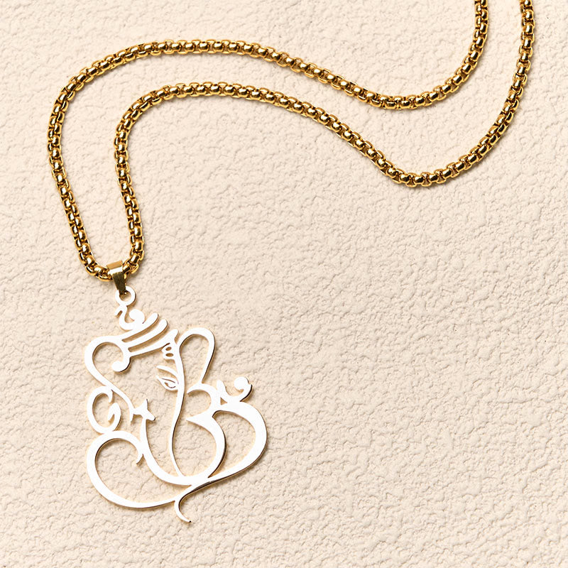 Buddha Stones Ganesh Elephant Stainless Steel Protection Necklace Pendant