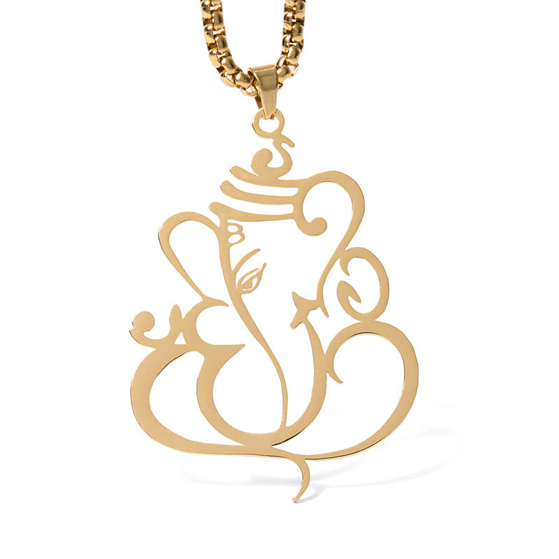 Buddha Stones Ganesh Elephant Stainless Steel Protection Necklace Pendant
