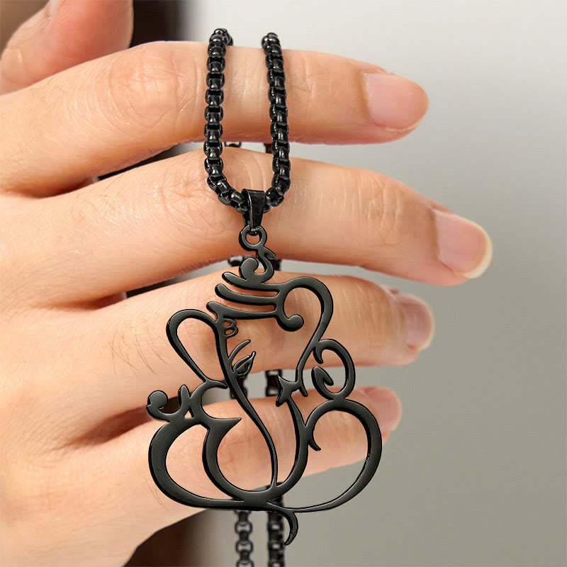 Buddha Stones Ganesh Elephant Stainless Steel Protection Necklace Pendant