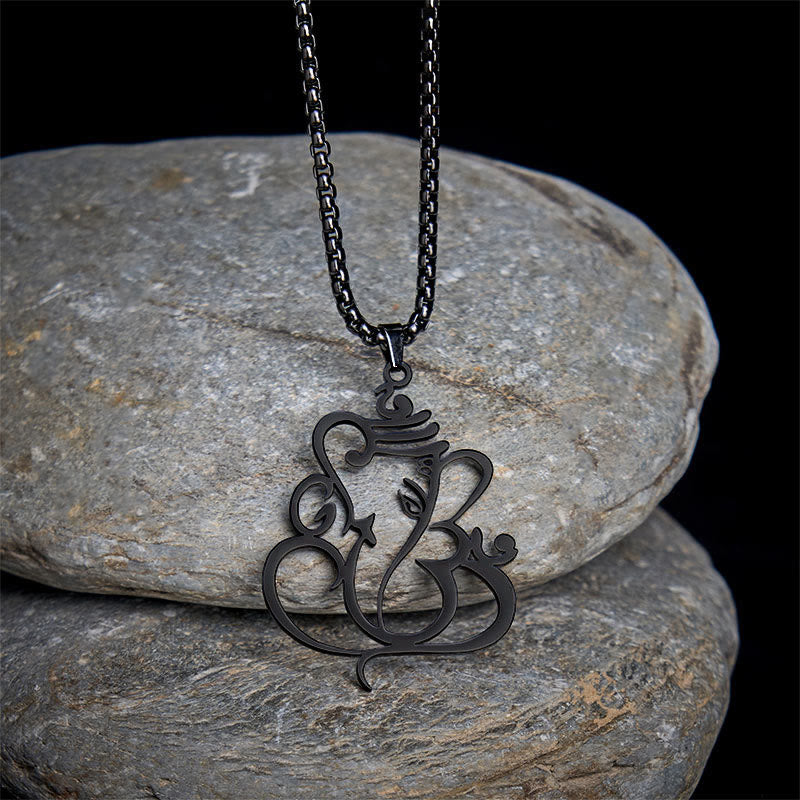 Buddha Stones Ganesh Elephant Stainless Steel Protection Necklace Pendant