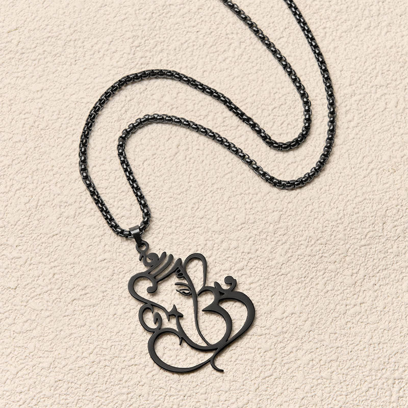 Buddha Stones Ganesh Elephant Stainless Steel Protection Necklace Pendant