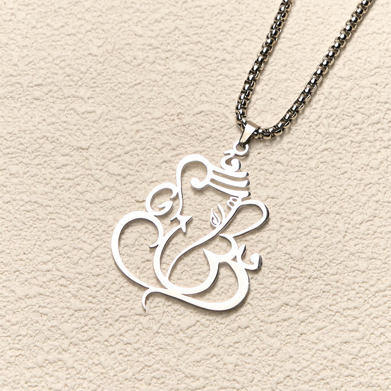 Buddha Stones Ganesh Elephant Stainless Steel Protection Necklace Pendant
